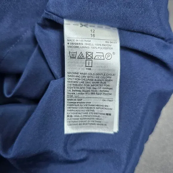 ⭐️Gap Navy Blue/Red Shamrock Clover Tied Neck Long Sleeve Dress Sz 12 - Picture 9 of 10